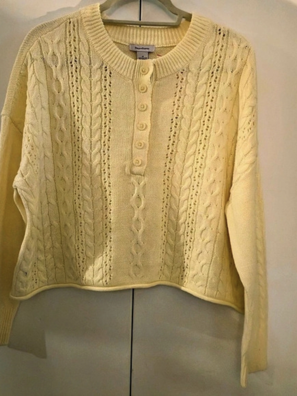 NWT Since Forever Yellow Cable Knit Henly Cardigan Sweater Size M